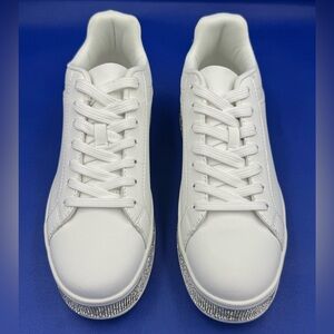 NIB! Women's Platform White Sneakers with Rhinestones